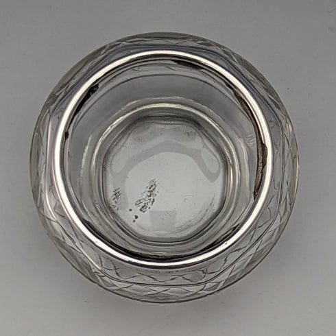 1923年 英国アンティーク カットガラス ソルトセラー 純銀装飾 61g